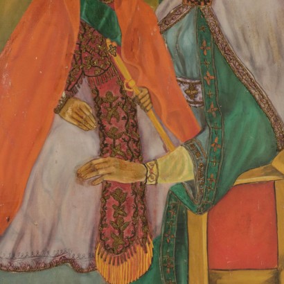 art, art italien, peinture italienne du XXe siècle, Hailè Selassie béni par la Madonn