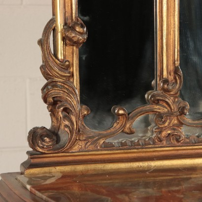 Dresser with Mirror, Walnut Burl and Marble, Italy 20th Century