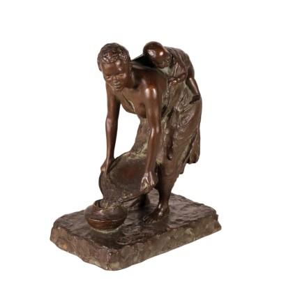Young Woman with Child, Bronze, Italy 20th Century G.B. Ricci