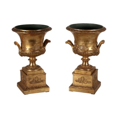 Pair of Vases, Gold Leaf, Italy 19th Century