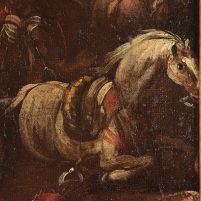 Battle Scene Oil on Canvas Neapolitan School Italy 17th Century