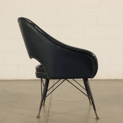 Small Armchair, Foam Lacquered Metal and Leatherette, Italy 1960s