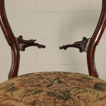 Goup of six Louis Philippe Chairs, Wood and Padding Italy 19th Century