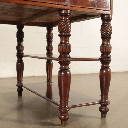 Desk, Solid Walnut and Leather, Italy 19th Century