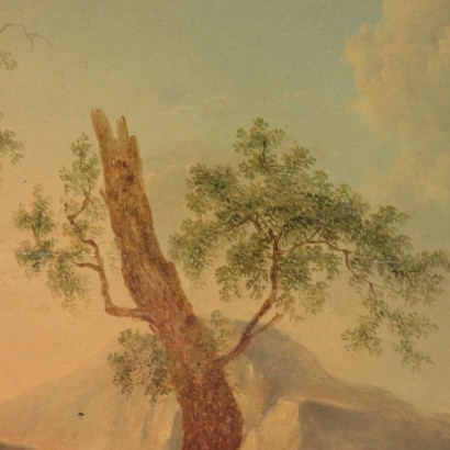 Landschaft mit Figuren Öl auf den tisch - Italien XVII-XVIII Jhd