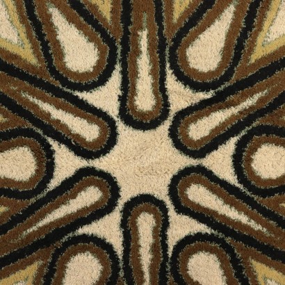 Vintage Geometric Shaggy Carpet, Wool, 1970s