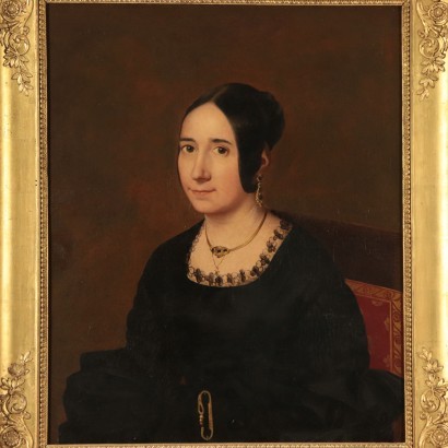 Portrait of a Young Woman, Oil on Canvas, 19th Century