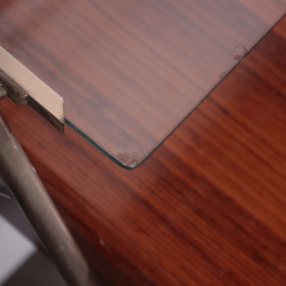 Hangings Bedside Tables, Teak Veneer Brass and Glass, Silvio Cavatorta