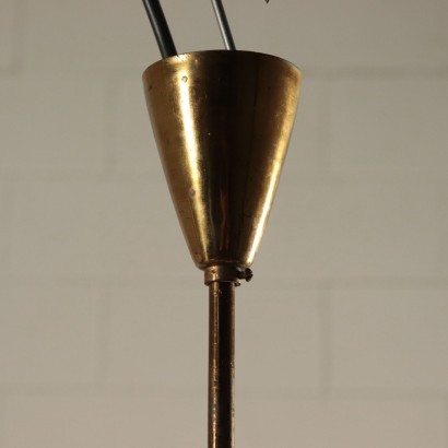 Lamp Brass Enamelled Aluminum and Opaline Glas Italy 1950s