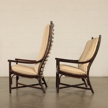 Armchairs Bamboo Foam and Fabric Italy 1980s
