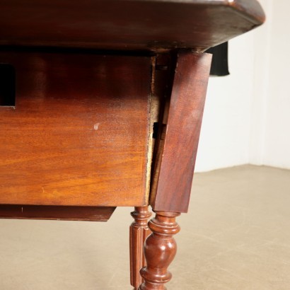 Small Working Table, Mahogany Feather Banded, Italy 19th Century