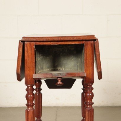 Small Working Table, Mahogany Feather Banded, Italy 19th Century