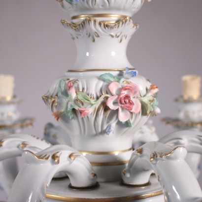 Capodimonte Chandelier Ceramic Italy 20th Century