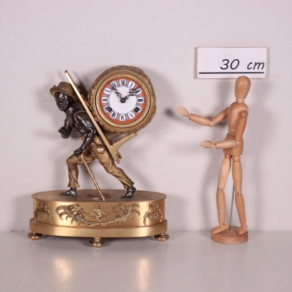 Table Clock with Dark-Haired Kid, Bronze and Iron, 20th Century