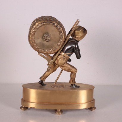 Table Clock with Dark-Haired Kid, Bronze and Iron, 20th Century