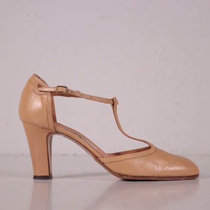 Vintage Beige Shoes, Size 37, Leather, Italy 1970s-1980s