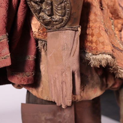 Ancient Sicilian Puppet, Wood Fabric Bronze, Italy 18th-19th Century