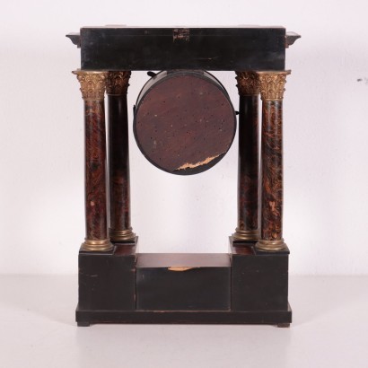 Temple Shaped Clock, Bronze Walnut Veneer, France 19th Century