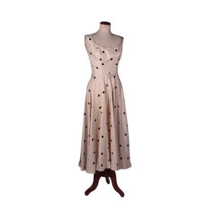 Vintage Cocktail Dress with Polka Dots, Silk, Italy 1950s-1960s