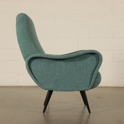 Armchair, Foam Stained Wood and Fabric, Italy 1950s-1960s