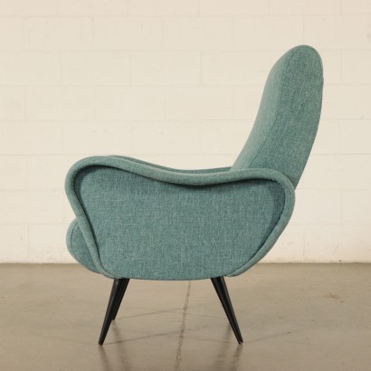 Armchair, Foam Stained Wood and Fabric, Italy 1950s-1960s