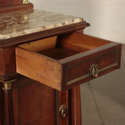 Pair of Empire Style Bedside Tables Mahogany Marble 20th Century