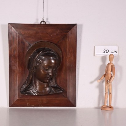 Bust of Virgin Mary Bronz and Solid Wood Italy 20th Century