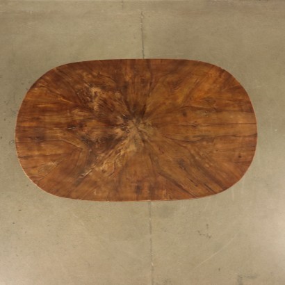 Big Oval Table Walnut and Walnut Veneer Italy 19th Century
