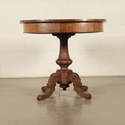 Big Oval Table Walnut and Walnut Veneer Italy 19th Century