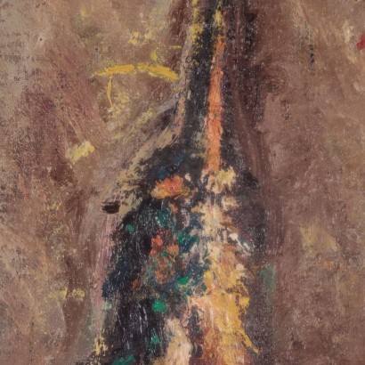 Painting by Martino Dolci Oil on Cardboard 20th Century