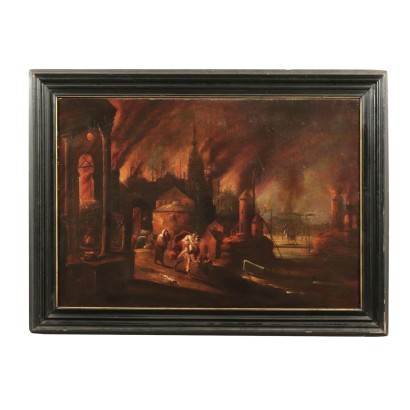 Enea's escape from Troy Oil on Canvas 17th Century