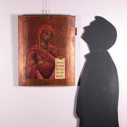 Russian Icon, Madonna Odigitria Tempera on Board 19th Century
