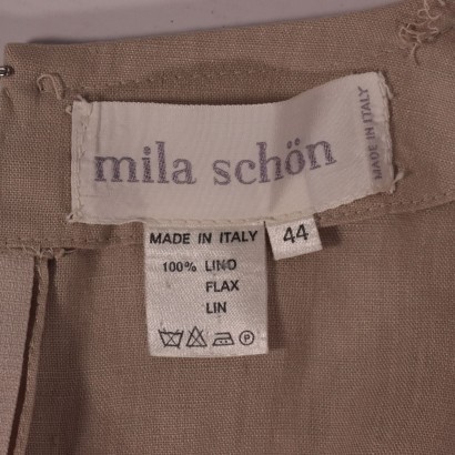 Mila Schön Kleid Leinen Gr. 44 Italien 1970er-1980er