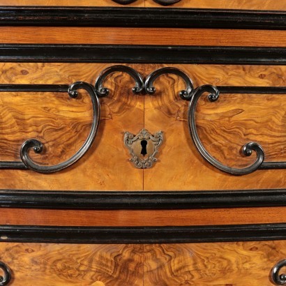 Chest Of Drawers With Mirror Baroque Burr Walnut Italy Early '900s