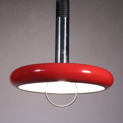 Ceiling Lamp Enamed Aluminum Chromed Metal Italy 1970s