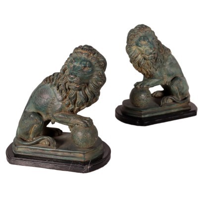 Paar Bronzene Löwen Italien XX Jhd