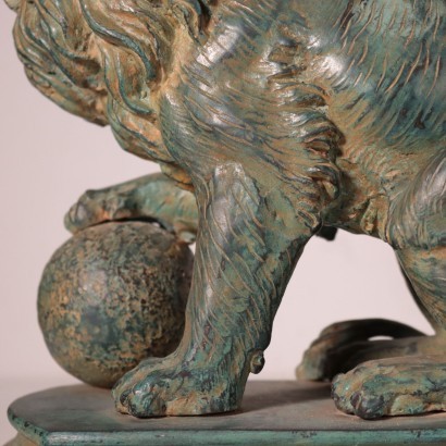 Pair Of Lions Bronze Marble Italy Mid '900