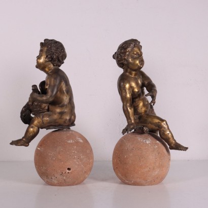 Pair of Gilded Bronze Putti taly 19th Century