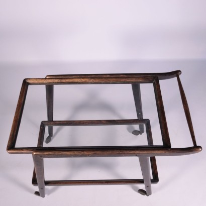 Service Cart Stained Ebony Glass Italy 1950s