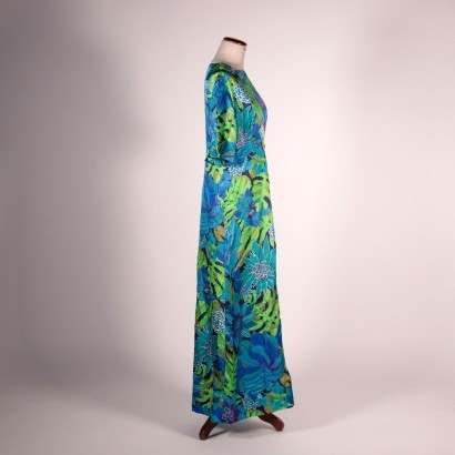 Vintage Flower Dress Silk 1970s