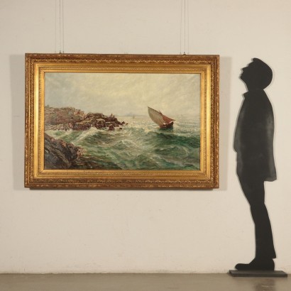 Marine Glimpse Oil on Canvas 20th Century