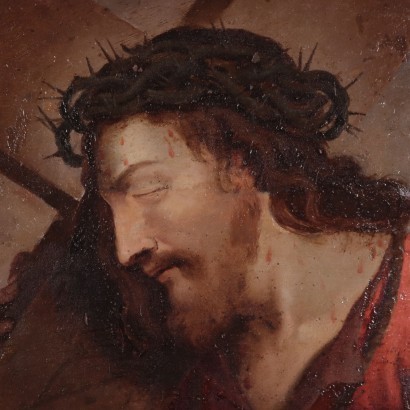 -Christ Carrying The Cross Oil On Copper 17th 18th Century