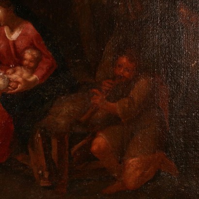 Adoration of Shepherds Oil on Canvas Emilian School 18th Century