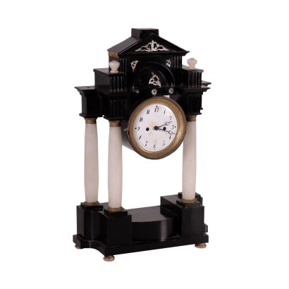 Antik, Uhr, antike Uhr, antike Uhr, antike italienische Uhr, antike Uhr, neoklassizistische Uhr, Uhr aus dem 19. Jahrhundert, Pendeluhr, Wanduhr, Tempietto-Uhr