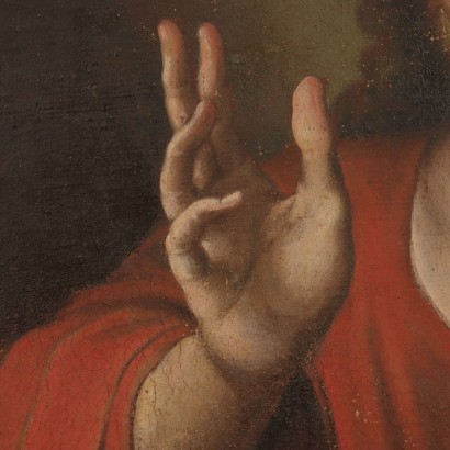 Christ Blessing Oil on Canvas Italian School 17th Century