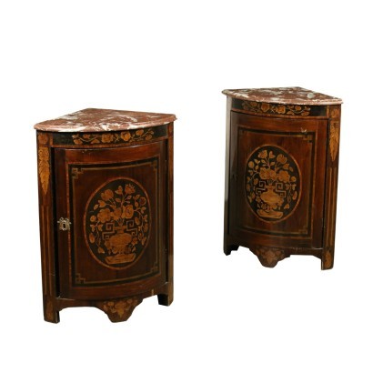 Pair of Neo-Classical Corner Cabinets Italy 19th Century