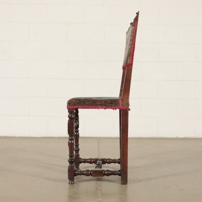 antik, Stuhl, antike Stühle, antiker Stuhl, antiker italienischer Stuhl, antiker Stuhl, neoklassizistischer Stuhl, Stuhl des 19. Jahrhunderts, Gruppe von vier Barockstühlen