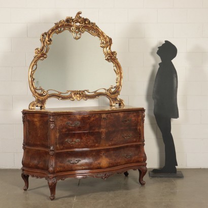 Chest Of Drawers With Mirror Chippendale Style Italy 20th Century
