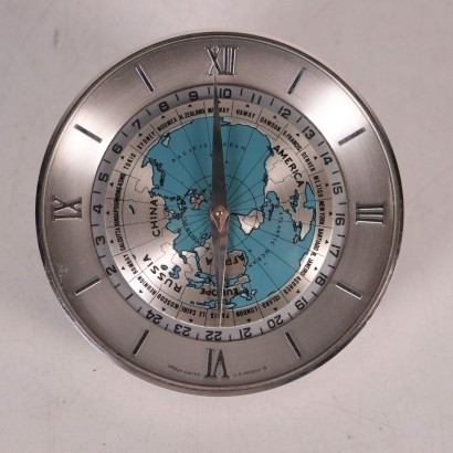 Imhof Desk Clock Chromed Metal Switzerland 1950s