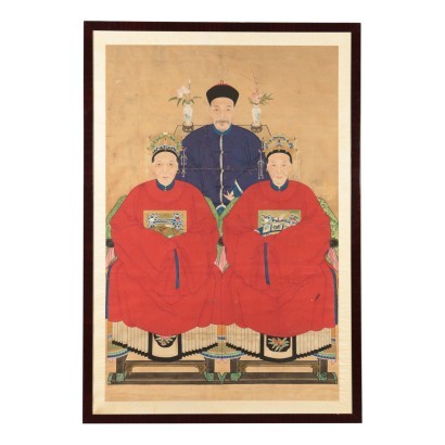 Portrait of a Chinese dignitary with consorts
